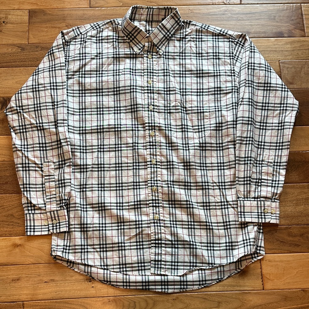 Vtg Burberry London button down Nova plaid shirt Sz xl
